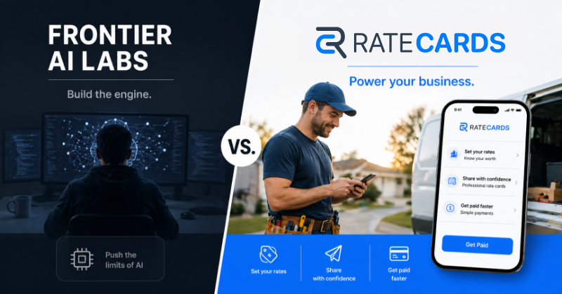 Frontier AI Labs vs. Vertical SaaS + AI: What Actually Makes You Money (and Where RateCards Fits In)